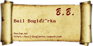 Beil Boglárka névjegykártya